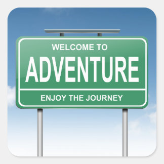Adventure concept. square sticker