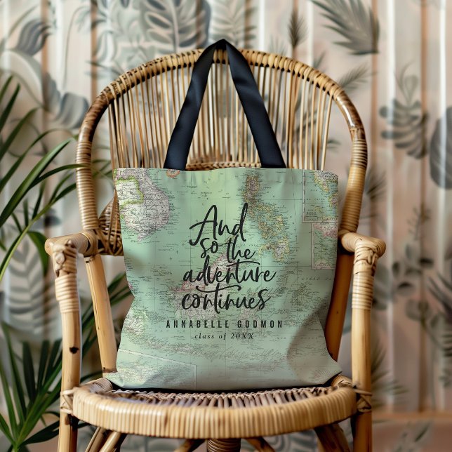 Adventure Continues Graduation Personalised Travel Tote Bag (Creator Uploaded)