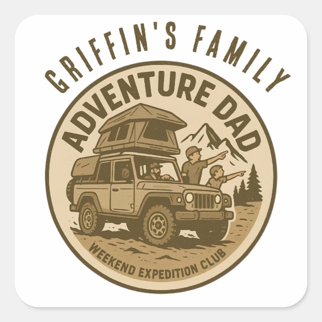 Adventure Dad – WEEKEND EXPEDITION CLUB Square Sticker (Front)