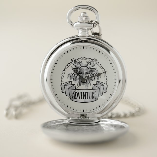 Adventure Deer Badge Pocket Watch (Inside)