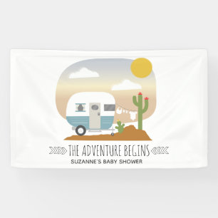 Adventure Desert Camper Blue Baby Shower Banner