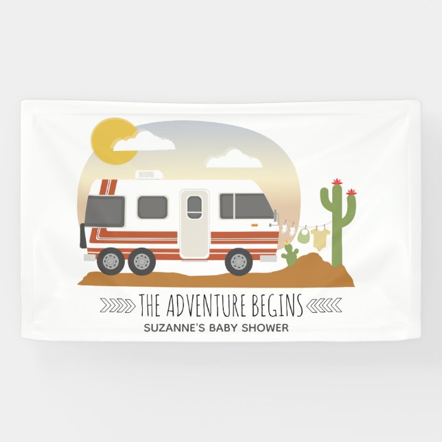 Adventure Desert Motorhome Neutral Baby Shower Banner (Horizontal)