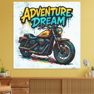 Adventure Dream Ride / Vintage Chopper Motorcycle Canvas Print