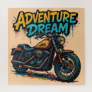 Adventure Dream Ride / Vintage Chopper Motorcycle Jigsaw Puzzle