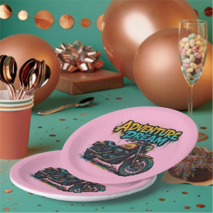 Adventure Dream Ride / Vintage Chopper Motorcycle  Paper Plates