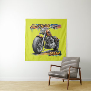 Adventure Dream Ride / Vintage Chopper Motorcycle Tapestry