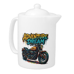 Adventure Dream Ride / Vintage Chopper Motorcycle Teapot