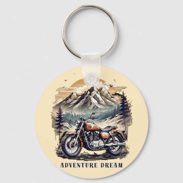 Adventure Dream: Vintage Legend Bike Road trip Keychain (Front)