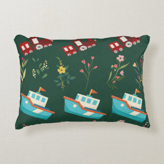 Adventure Duo kids boat and tracks Accent Pillow
