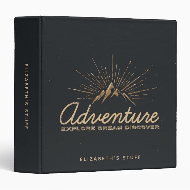 Adventure Explore Dream Discover Typography 3 Ring Binder (Front/Spine)