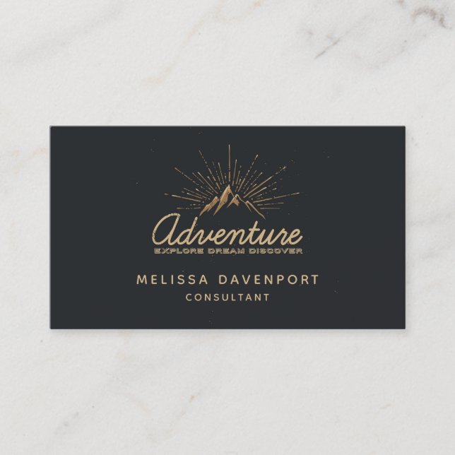 Adventure Explore Dream Discover Typography Business Card (Front)