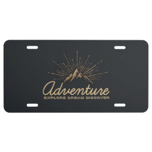 Adventure Explore Dream Discover Typography License Plate