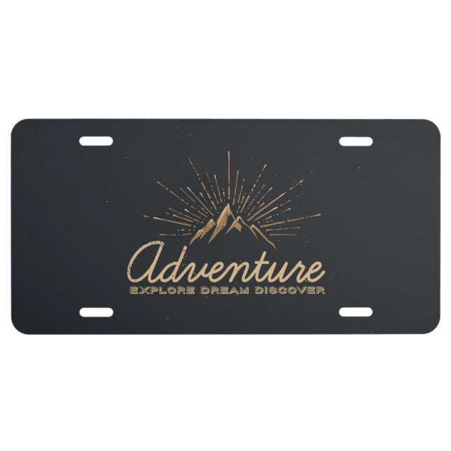 Adventure Explore Dream Discover Typography License Plate (Front)