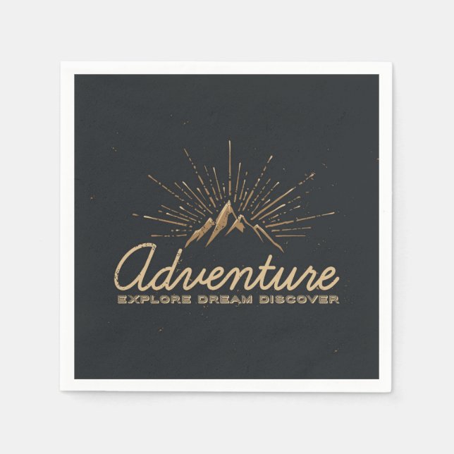 Adventure Explore Dream Discover Typography Napkins (Front)