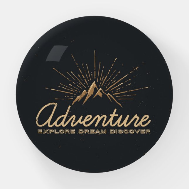 Adventure Explore Dream Discover Typography Paperweight (Front)