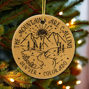 Adventure Explore Mountains Add Custom Location Ceramic Ornament