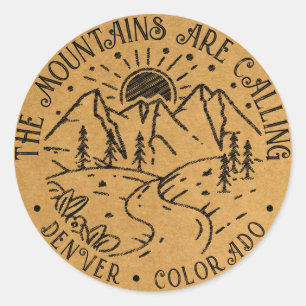 Adventure Explore Mountains Add Custom Location Classic Round Sticker