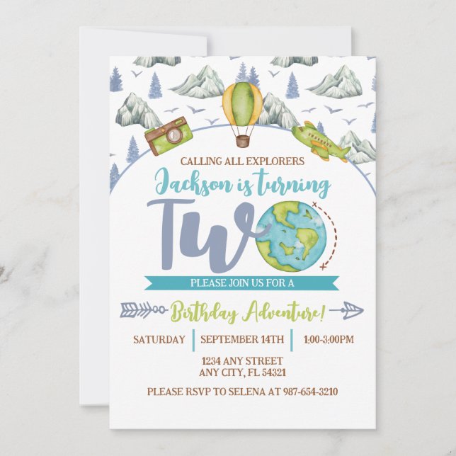 Adventure Explorer 2nd Birthday Invitation (Front)
