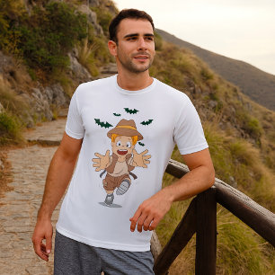 Adventure Explorer Kid Running from Bats T-Shirt