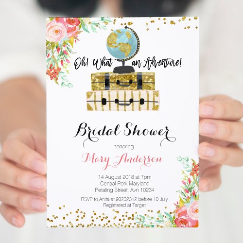 Adventure Floral Bridal Shower Invitation