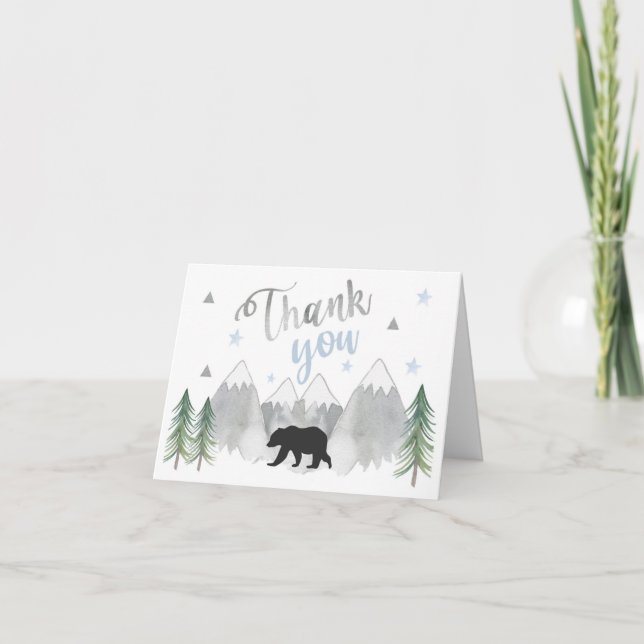 Adventure Folded Thank You Card Black Bear (Front)