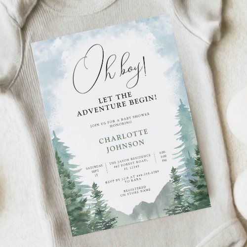 Adventure Forest Boy Baby Shower Invitation