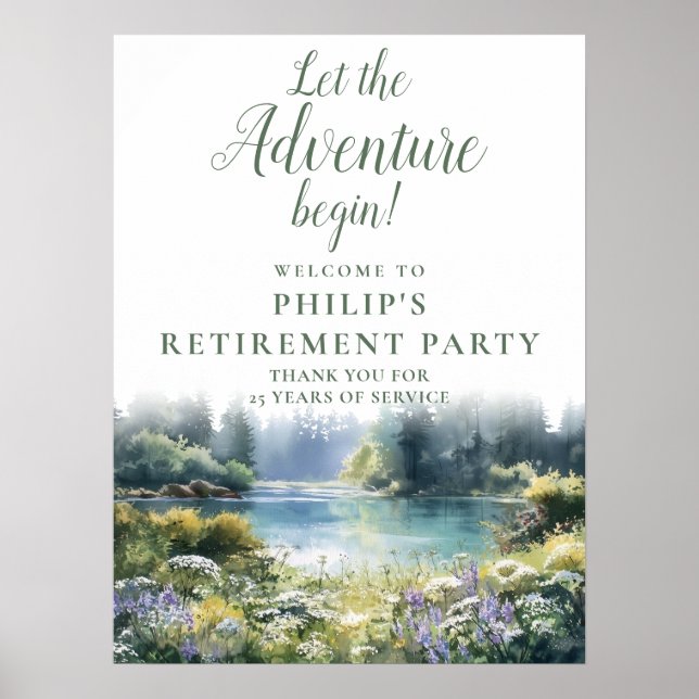 Adventure Forest Lake Retirement Party Welcome Poster (Front)