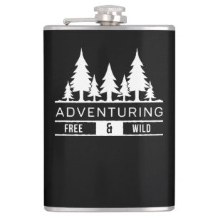 Adventure Forest Pines Free and Wild Nature Design Flask