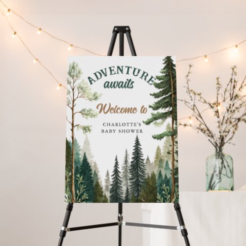 Adventure Forest Rustic Baby Shower Welcome Sign 