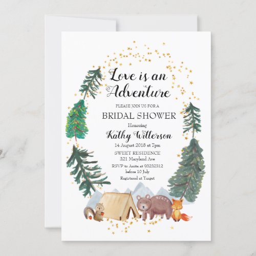 Adventure Forest Trees Bridal Shower Invitation