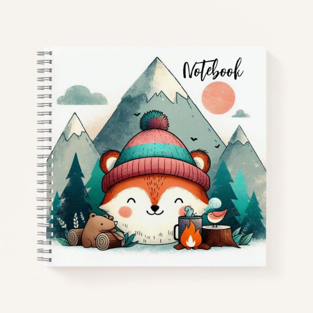  Adventure Fox – Winter Camping Cozy Notebook (Front)