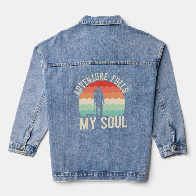 Adventure Fuels My Soul – Wander, Explore, Repeat Denim Jacket (Back)