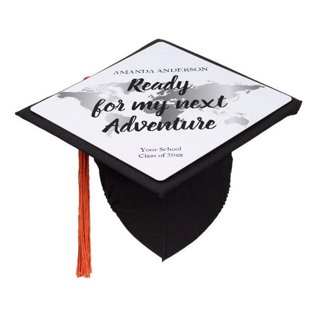 Adventure fun world map graduation cap topper (Angled)