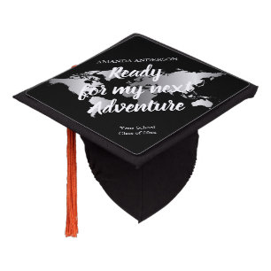 Adventure fun world map graduation cap topper