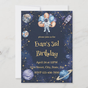 Adventure Galaxy Birthday Invitation   Astronaut