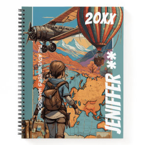 Adventure Girl Notebook, Personalized Travel Theme Notebook