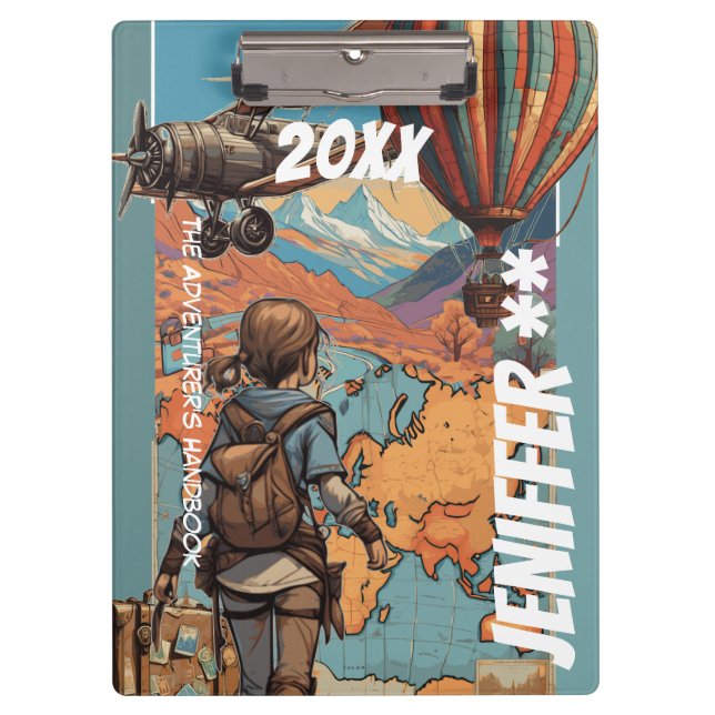 Adventure Girl, Personalized Travel Theme Clipboard (Front)