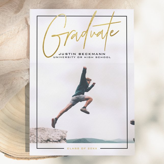 Adventure | Gold Photo Graduation Announcement (Creator Uploaded)
