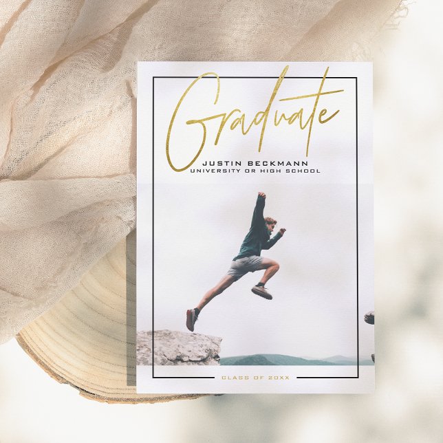 Adventure | Gold Photo Graduation Announcement (Creator Uploaded)