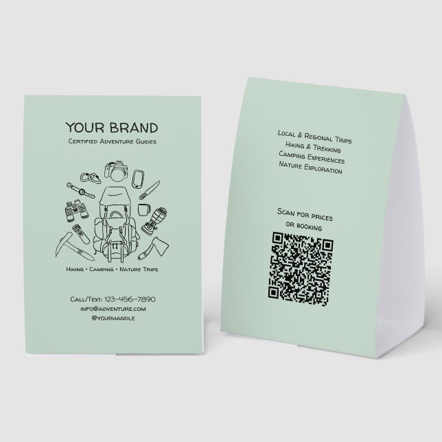 Adventure Guides Hiking & Camping Paper Table Tent (Front/Back)