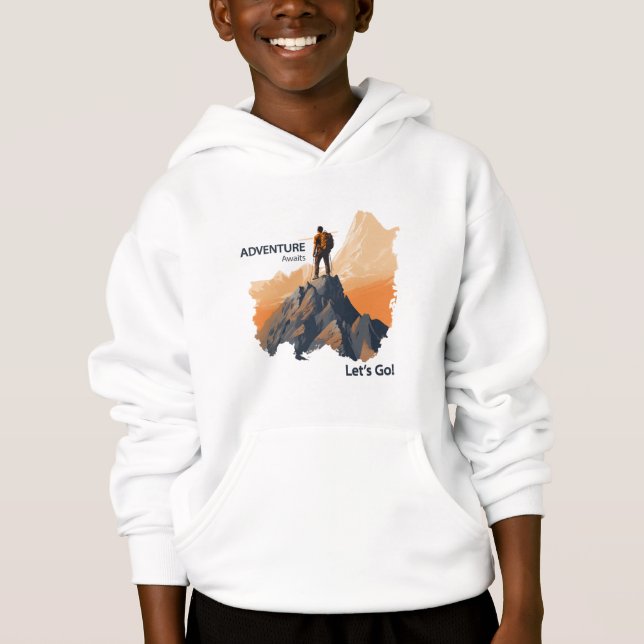 Adventure Hiking, Adventure Awaits, Let’s Go! Hoodie (Front)