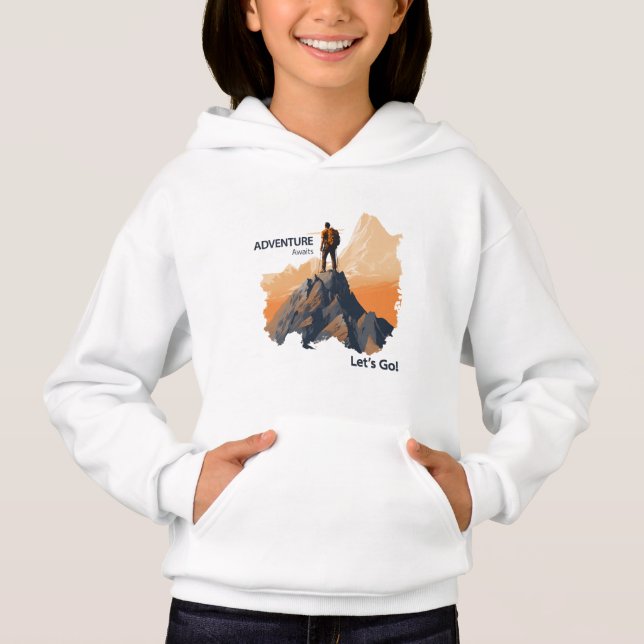 Adventure Hiking, Adventure Awaits, Let’s Go! Hoodie (Front)