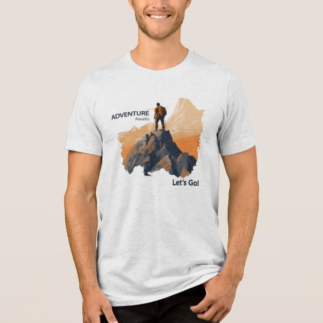 Adventure Hiking, Adventure Awaits, Let’s Go! Tri-Blend Shirt (Front)