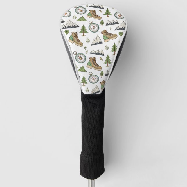 Adventure Hiking Seamless Pattern Golf Head Cover (Front)