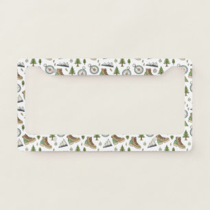 Adventure Hiking Seamless Pattern License Plate Frame