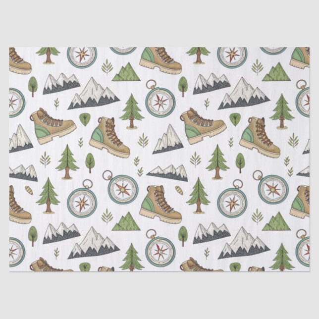 Adventure Hiking Seamless Pattern Tissue Paper (Front)