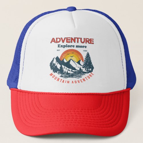 Adventure Horizon Retro Mountain Expedition Trucker Hat