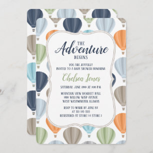 Adventure Hot Air Balloon Boy Baby Shower Invitation