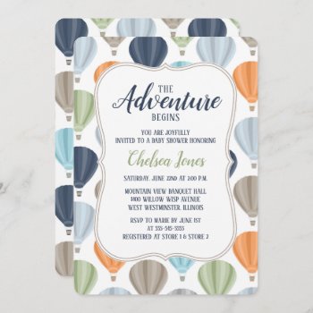 Adventure Hot Air Balloon Boy Baby Shower Invitation by prettypicture at Zazzle