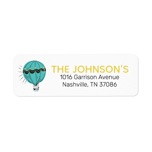 Adventure Hot Air Balloon Return Address Label (Front)